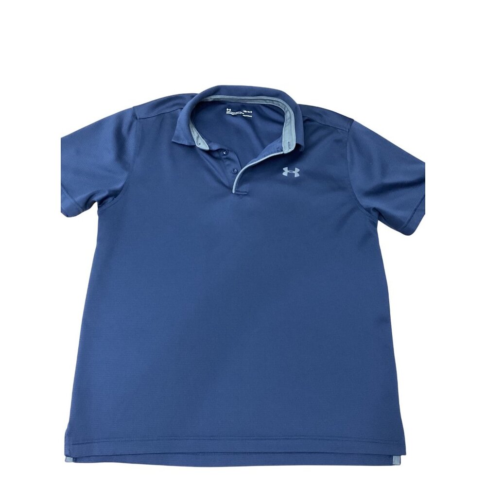 Under Armour men Polo Shirt Navy Blue Loose Fit Size L